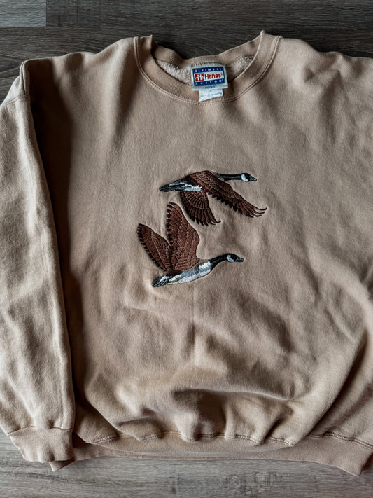 Embroidered Geese [Tan]